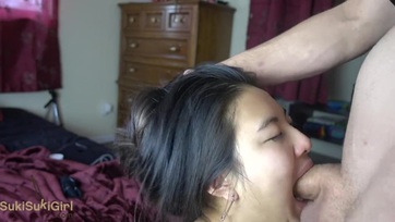Japán barátnő mélytorkosan lecumiztatva Thumb
